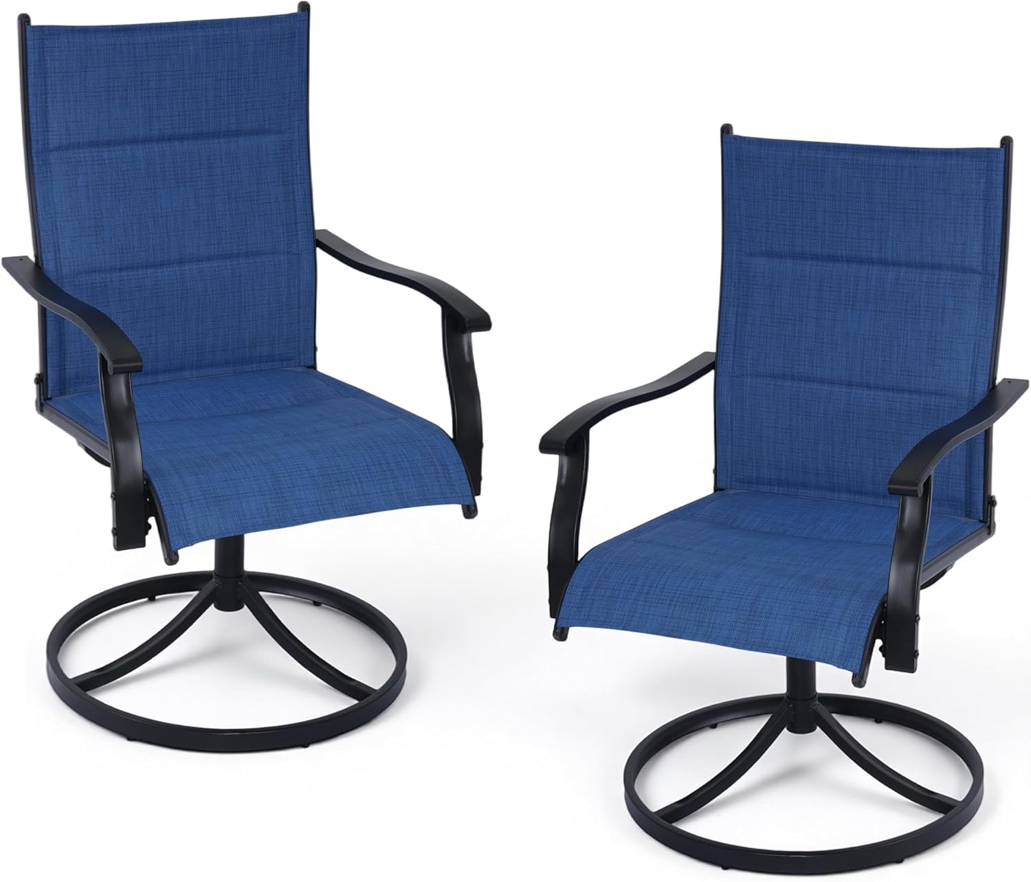 Outdoor Swivel Rocking Chairs Set of 2, High-Back Patio Dining Chairs, All-Weather Rotating Lounge Chairs for Garden, Deck, Porch or Backyard, Blue