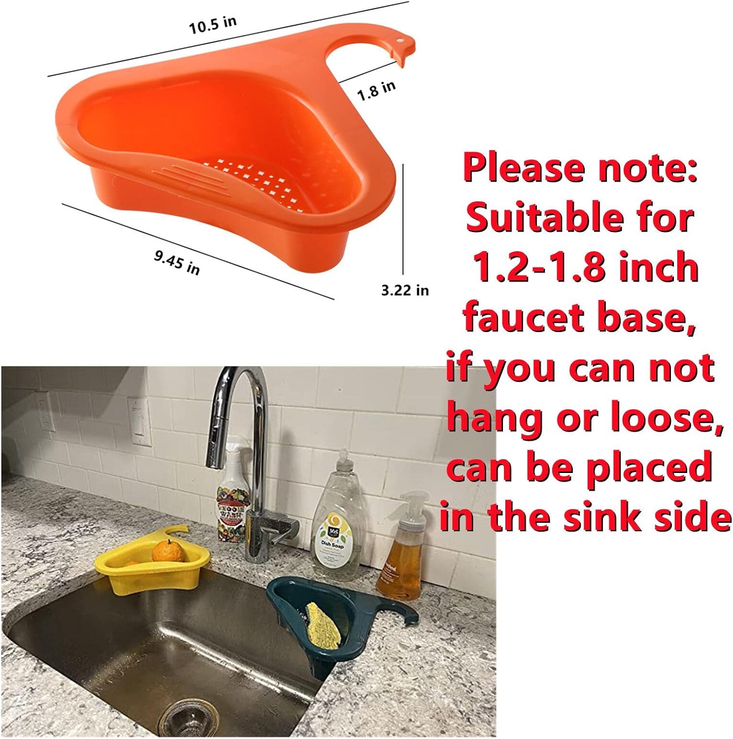 Selaginella 2pcs Side Kitchen Sink Swan Drain Strainer Basket Corner Multifunction Food Catcher Filter Triangle Drainage Rack Sink Net Over The Sink Colander(Blue)