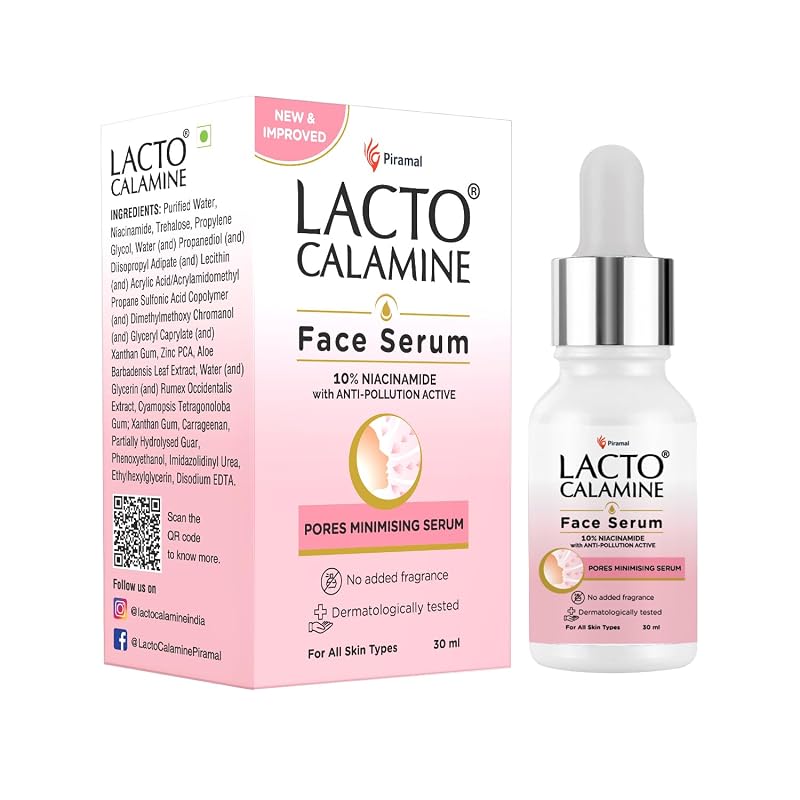 Lacto Calamine Sérum facial com niacinamida 10% sem fragrância, à base de água, 30 mL