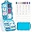 14 GRIDS Travel Pill Organizer Box with Labels - Travel Medicine Case Kit - Pocket Daily Pharmacy Container - Travel Medication Holder Dispenser for Fish Oil Vitamin Supplement Storage - Blue