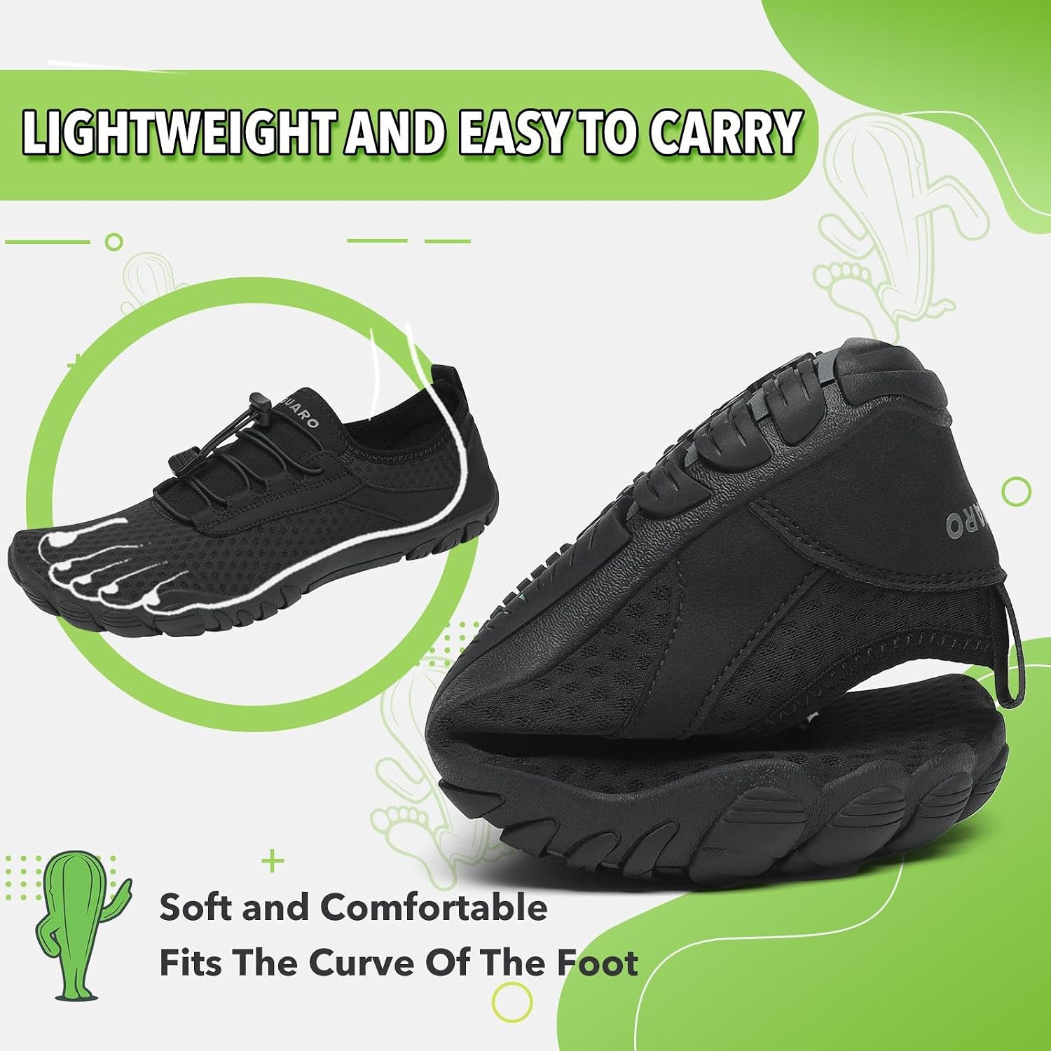 SAGUARO Unisex Barefoot Bathing Shoes Non-Slip Barefoot Shoes Quick-Drying Water Shoes with Drainage Holes Size 36-48 image 4