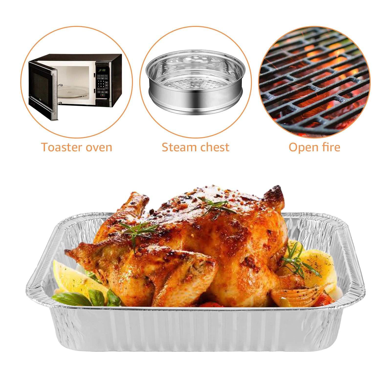 SHUESS Aluschalen 4900ml 370x260x70mm Einweg Alu Grillschalen für Backofen Grill