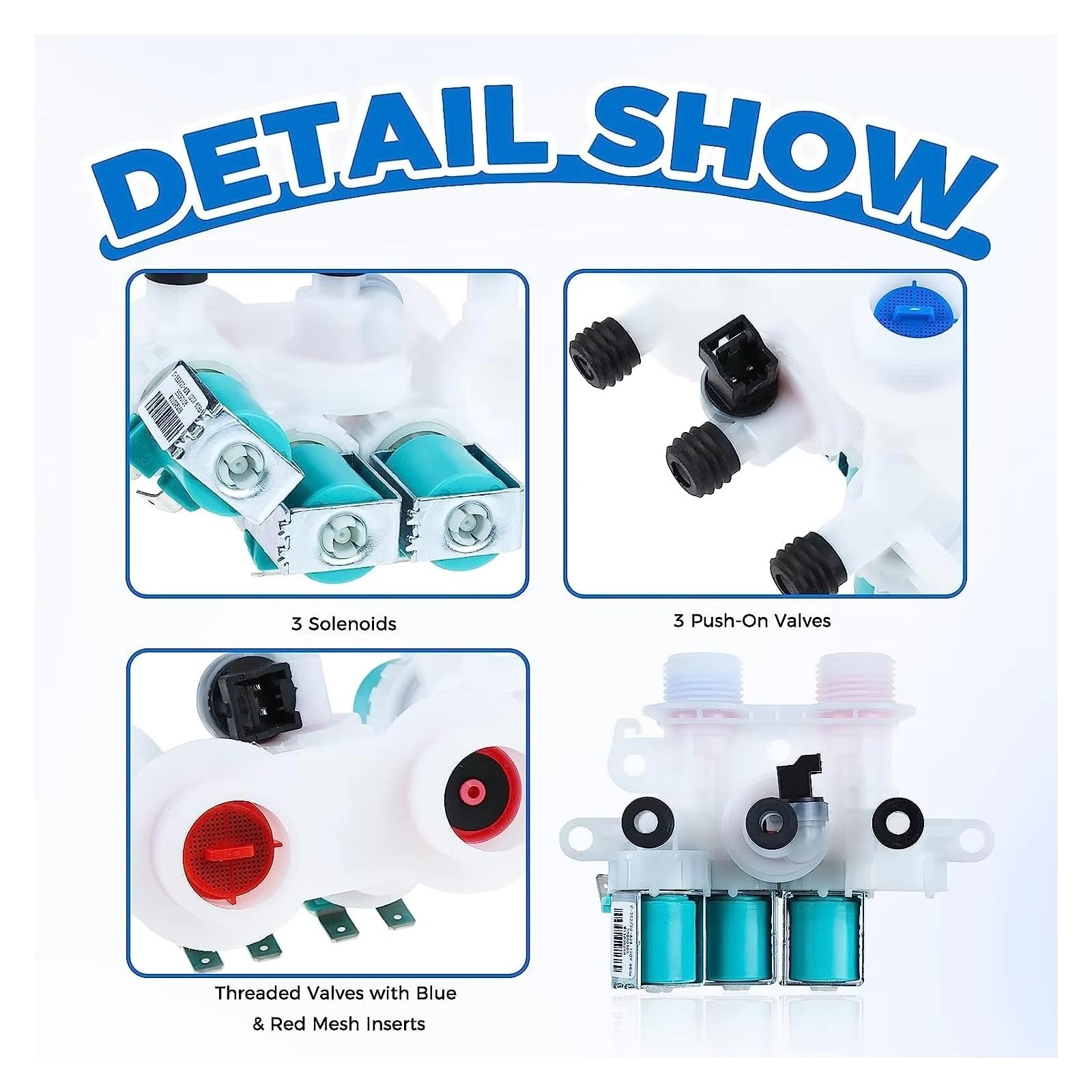 Electroválvula Para Kenmore 11027132411 11027132412 11027132413 Lavadora Válvula Entrada Agua Máquina W11096268 EAP12349461 W10632527 Válvula de Agua para Lavadora