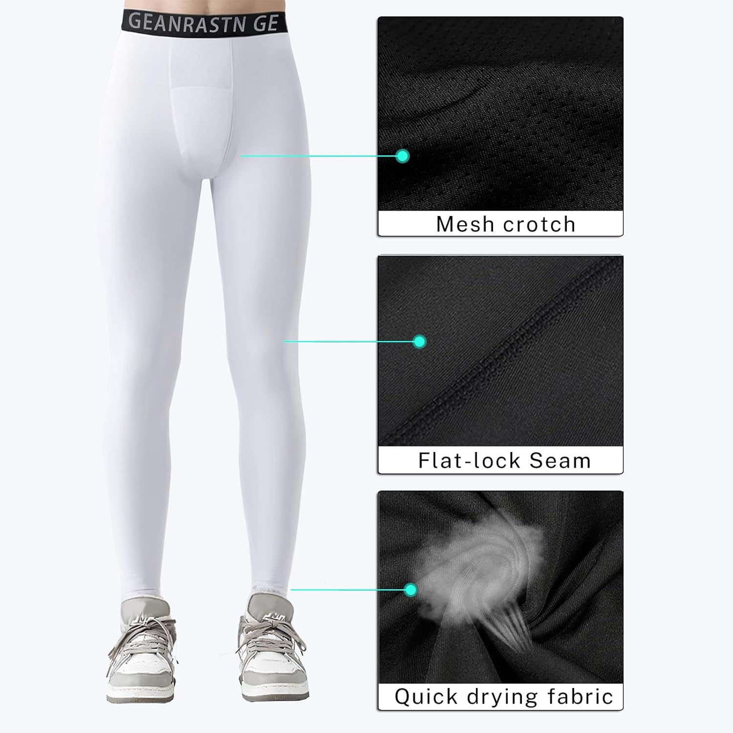 Youth Boys Compression Pants for Basketball Leggings Sports Tights Kids Athletic Soccer Base Layer 2 Pack - Image 4