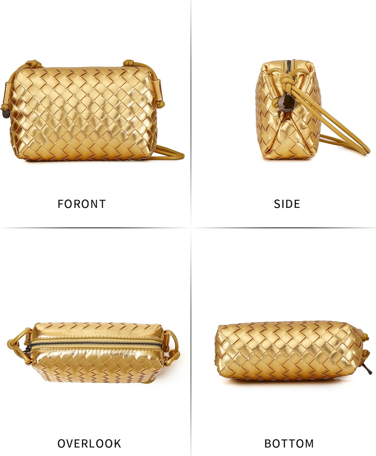Labair Woven Crossbody Bags For Women Vegan Leather Purse Shoulder Bag with Zipper Closure.
