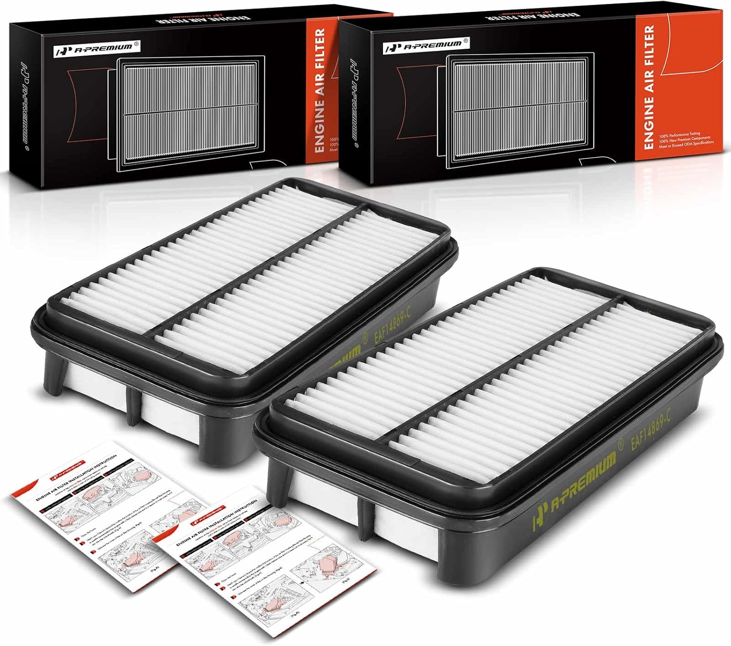 A-Premium 2-PC Engine Air Filter Compatible with Chevrolet Tracker 1998 & Suzuki Sidekick 1992-1998, X-90 1996-1998 & Geo Tracker 1994-1997 & Pontiac Sunrunner 1995-1997, 1.6L, Replace# 1378058BS0