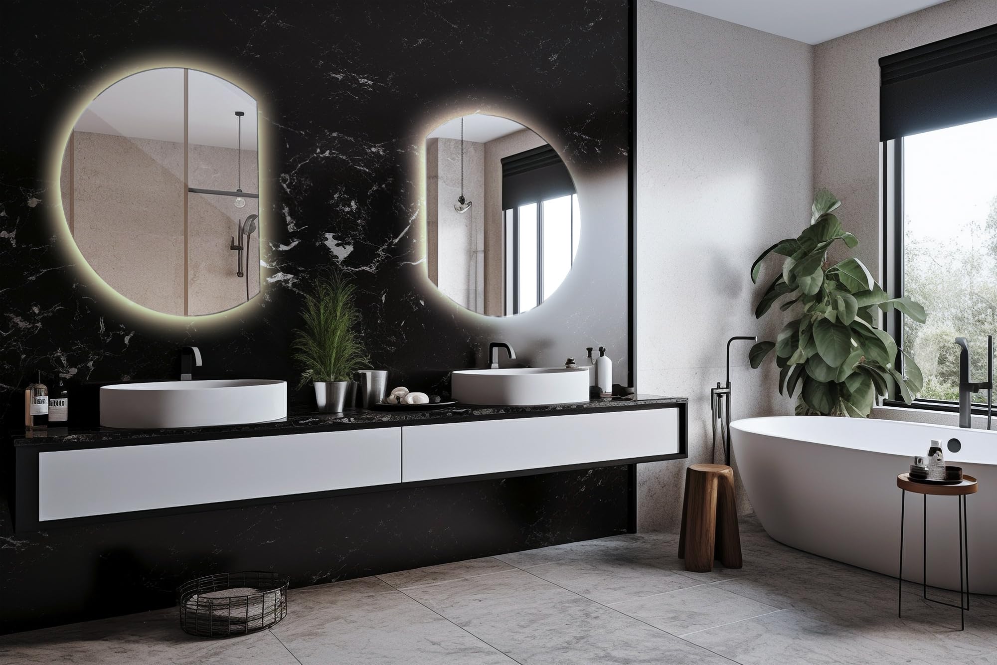 Tulup Specchio illuminato da bagno di tendenza 80 cm LED Luce neutra