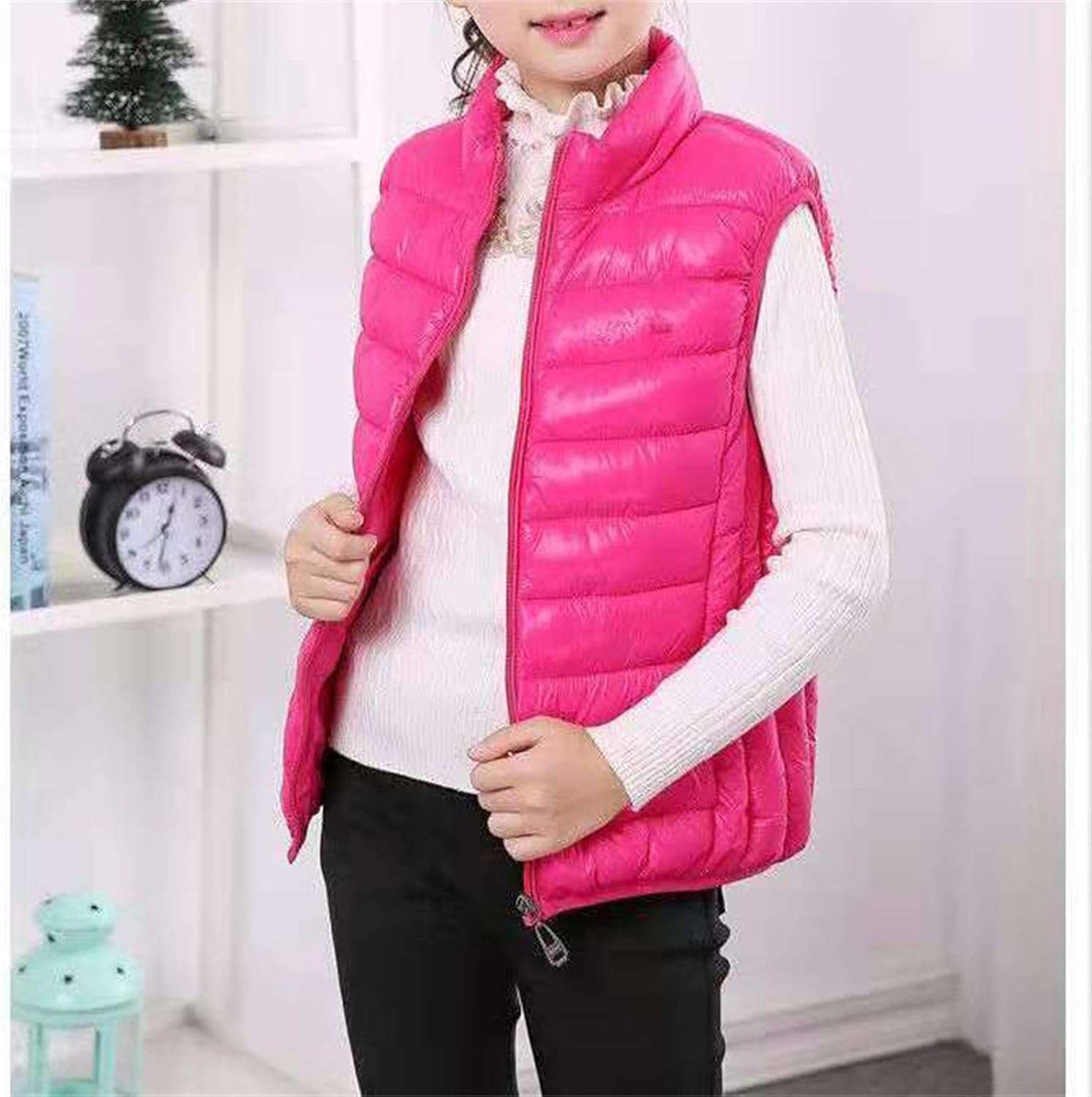 Boys Girls Puffer Vest Kids Sleeveless Lightweight Puffy Down Jacket Winter Warm Zipper Quilted Vest Outdoor Outerwear