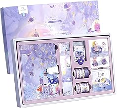 VIBEVISTA Vintage Aesthetic Scrapbook Kit, 346 Pcs, A6 Grid Notebook, Washi , Envelopes, Scrapbook Papers, Folding Labels, Background Papers, Photo Frames, Calendar Stickers, Stickers (Purple Moon in Glass)