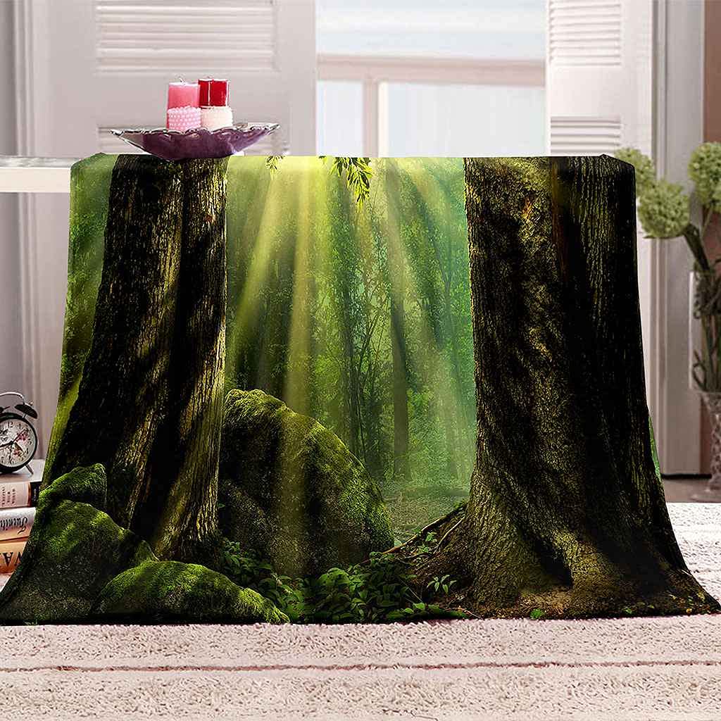 Couverture paysage de bois verts pour cocooning au salon de jardin