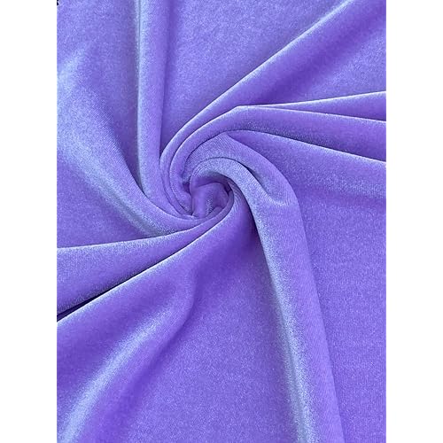 Premium Stretch Velvet Fabric by The Yard - Wrinkle-Resistant - Soft - Upholstery Fabric - Polyester Spandex Blend - for Clothing and Crafts - Resistant – 58-60 Inches Wide (Lavender, 1 Yard)