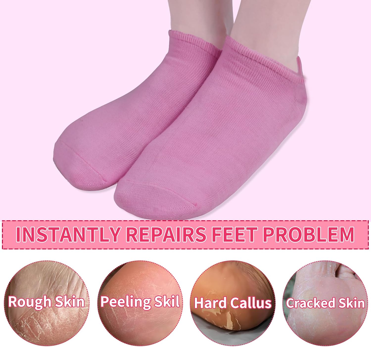 Foot Moisturizing Socks 2Pairs,Silicone Socks for Women,Gel Socks for Foot Care,Silicone Socks for Repairing and Softening Dry Cracked Feet Women-Self Care Gifts
