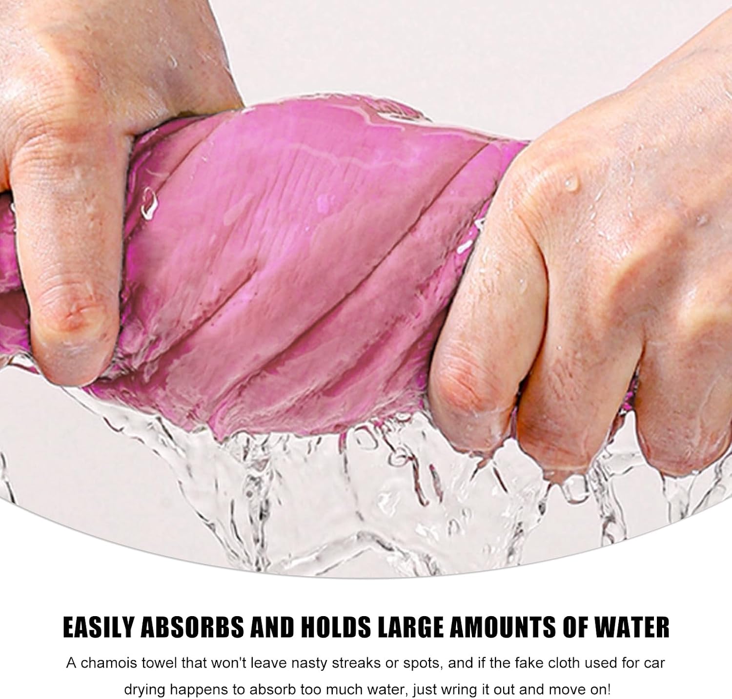 Premium Shammy Towel for Car, 26"×17" Super Absorbent Drying Cloth Soft Scratch-Free Towel, Reusable Streak-Free Cleaning Cloth for Vehicle Bathroom Drying/Dust Remove (Pink)