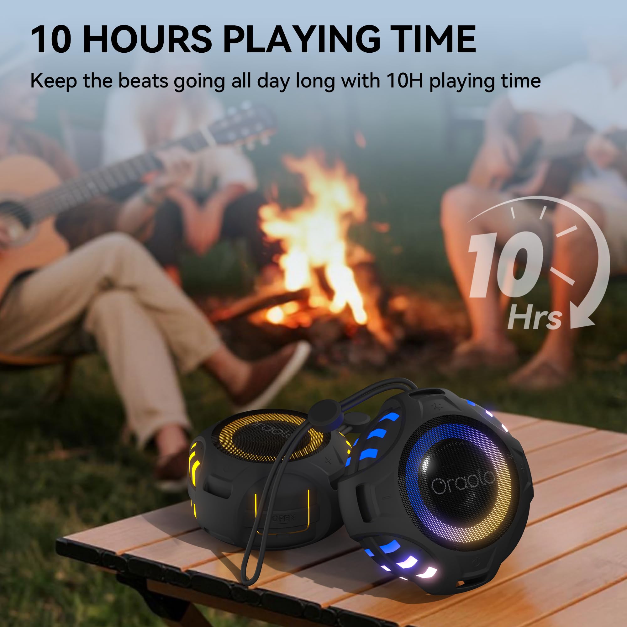 Oraolo Portable Bluetooth Speaker, Shower Speaker with RGB Lights, IPX7 Waterproof, Bluetooth 6.0, 10H Playtime, Hands-Free Calling, Wireless Outdoor Speaker for Pool, Kayak, Bike, Golf — view 8