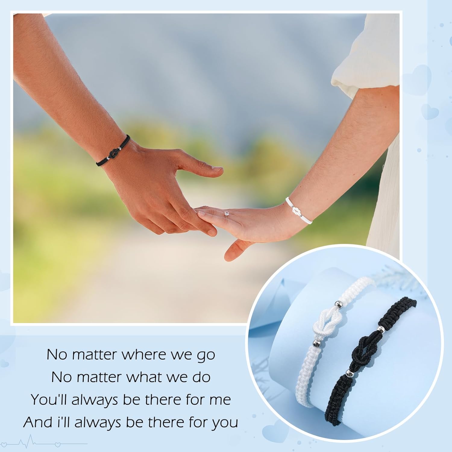 PZXHRY Matching Bracelets For Couple Anniversary for Him and Her Long Distance Relationship Bracelets for Girlfriend Boyfriend Cross Knot - Image 4