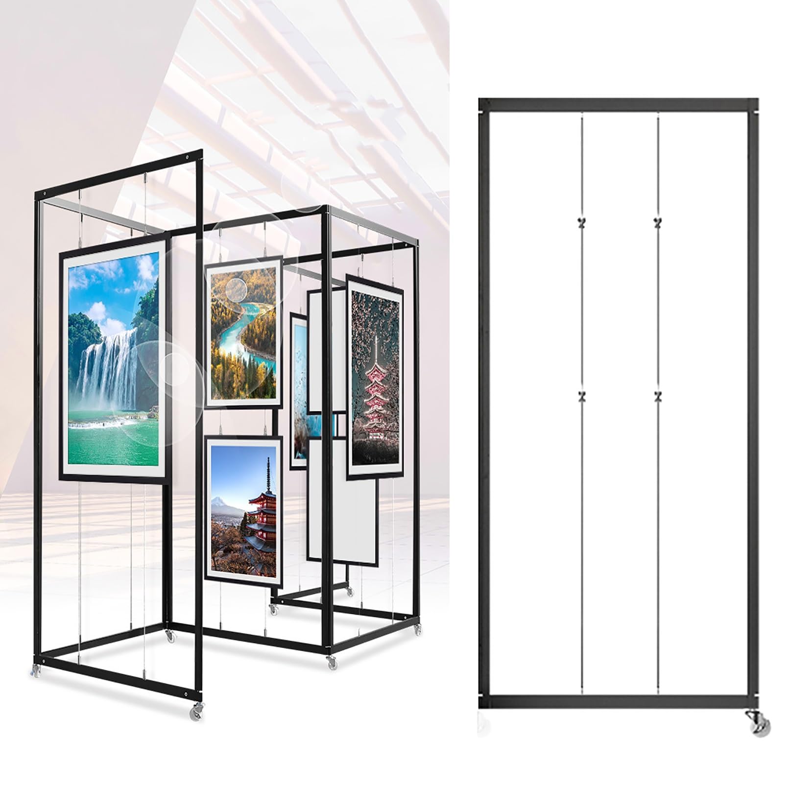 Expositor Plegable para Carteles publicitarios, Ajustable y móvil, para Bodas y Eventos, de 100 x 250 cm, para Cuadros, promociones y exposiciones (1 Unidad)