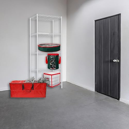 Miniatura 7 de Home Basics Estantería de alambre de 5 niveles, estante de almacenamiento duradero de metal blanco con 5 estantes, perfecto para despensa, armario,