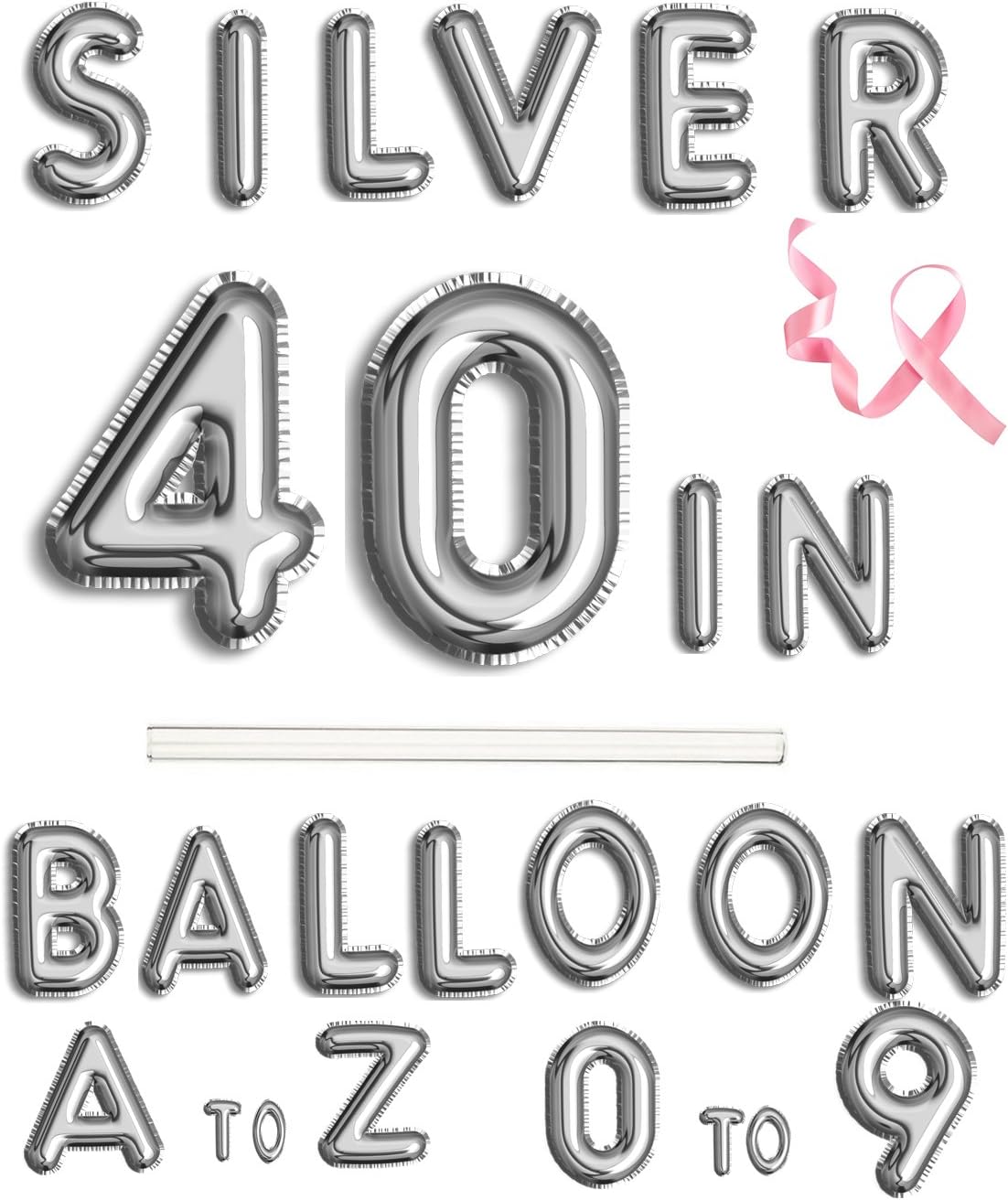 Rose&Wood 40" Single Silver Alphabet Letter Balloons