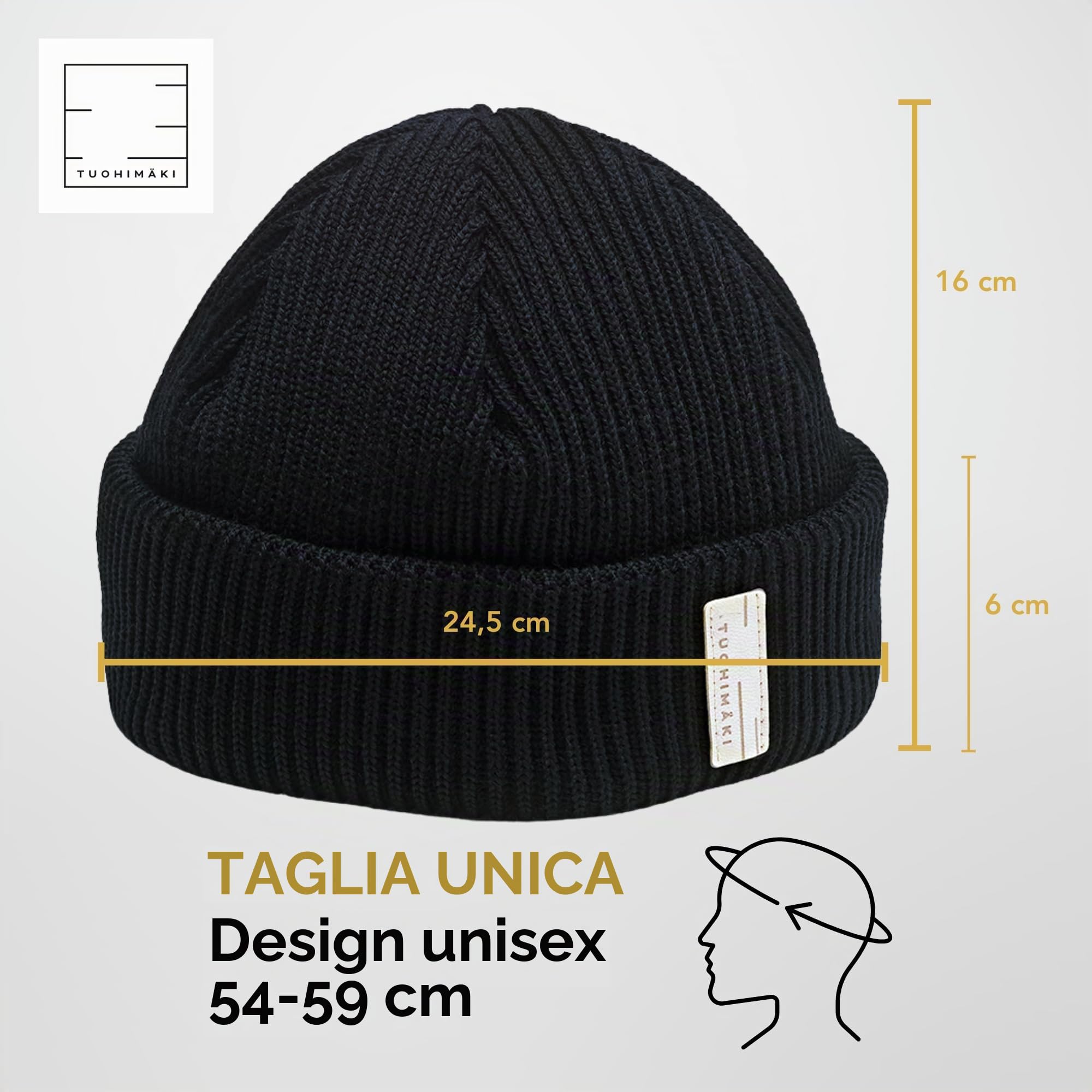 Berretto in Lana Merino Uomo & Donna Inverno – 100% Merino Beanie Unisex – Berretto da Pescatore – Made in Finland – Caldo Berretto Invernale
