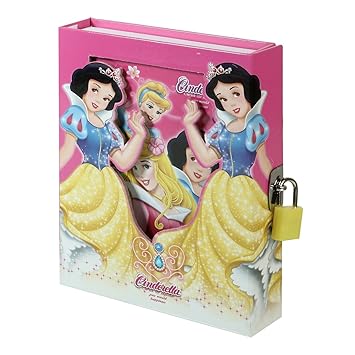 Asera Princess Lock Diary for Girls Gifts Options (Small Size 16.5*13*3 cm) - Snowwhite Cindrella Diary