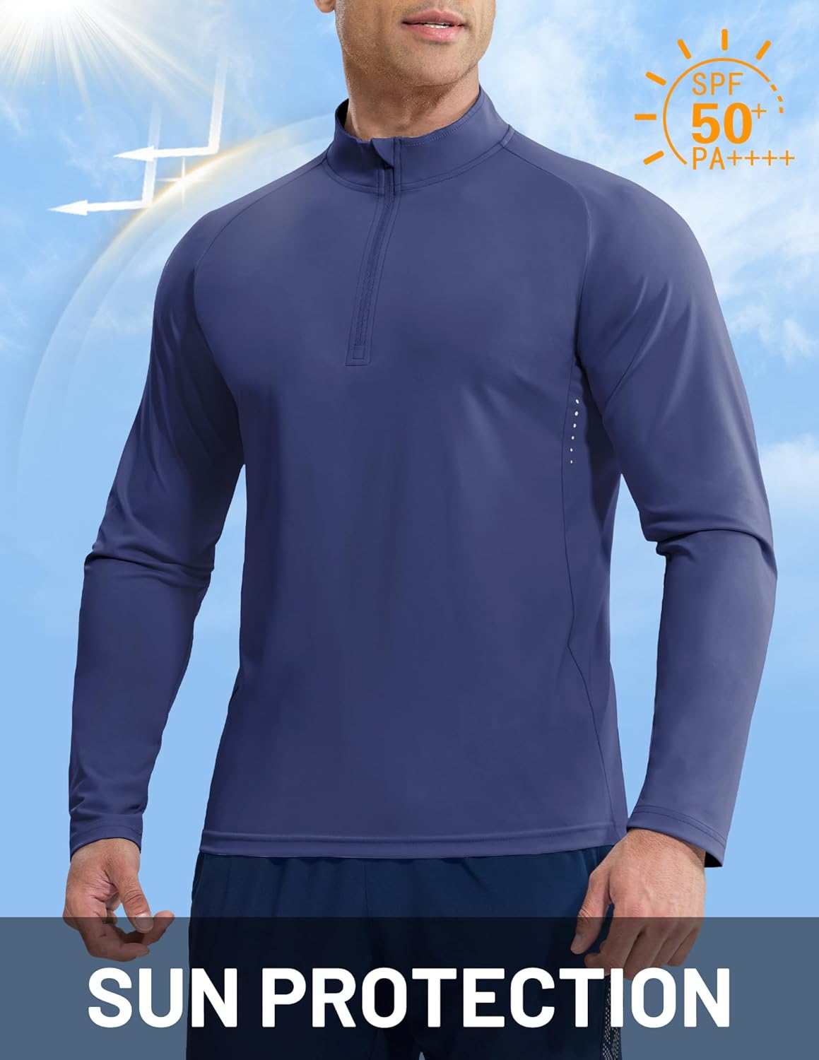 MIER Dry Fit Quarter Zip Pullover for Men, Long Sleeve 1/4 Zip Lightweight Golf Athletic Fishing Shirts (Sun Protection) - Image 4