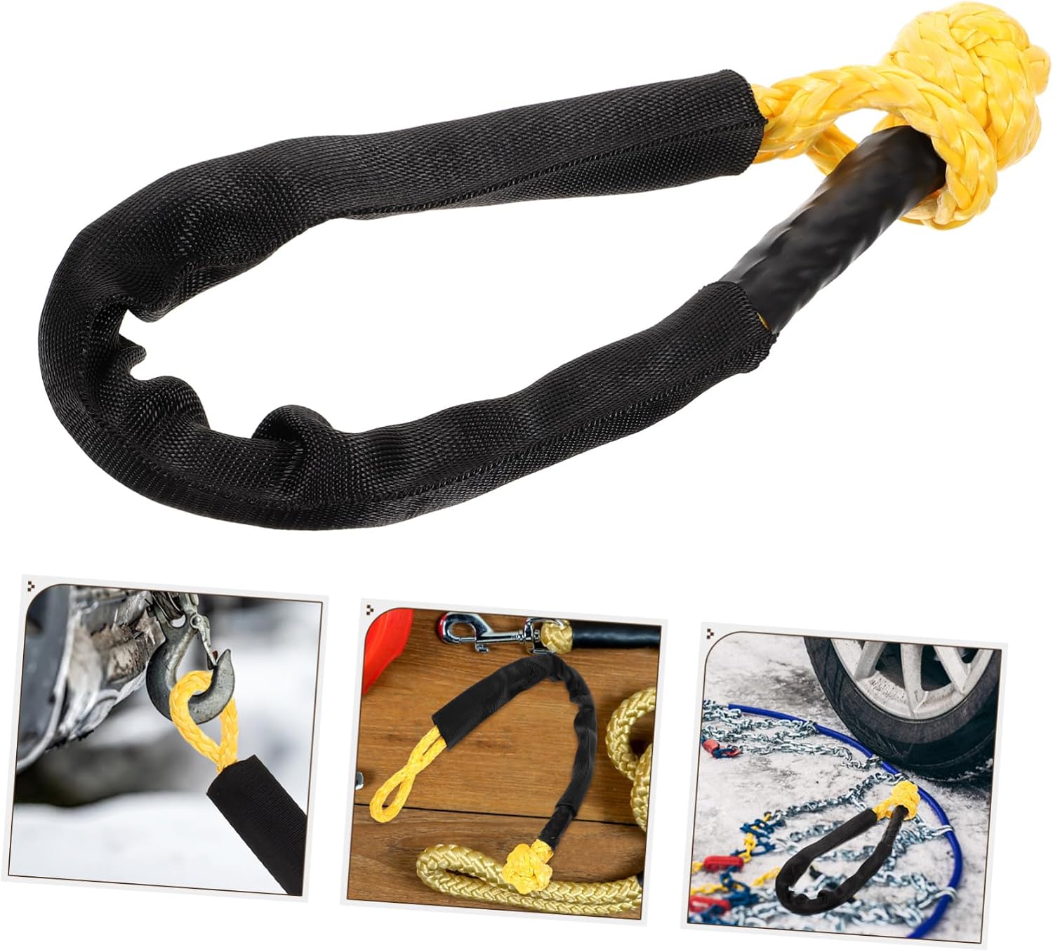 MAGICLULU Towing Recovery Straps Winch Shackle Car Trailer Straps Tow Rope Single Piece Rope Construction Easy to Store Random