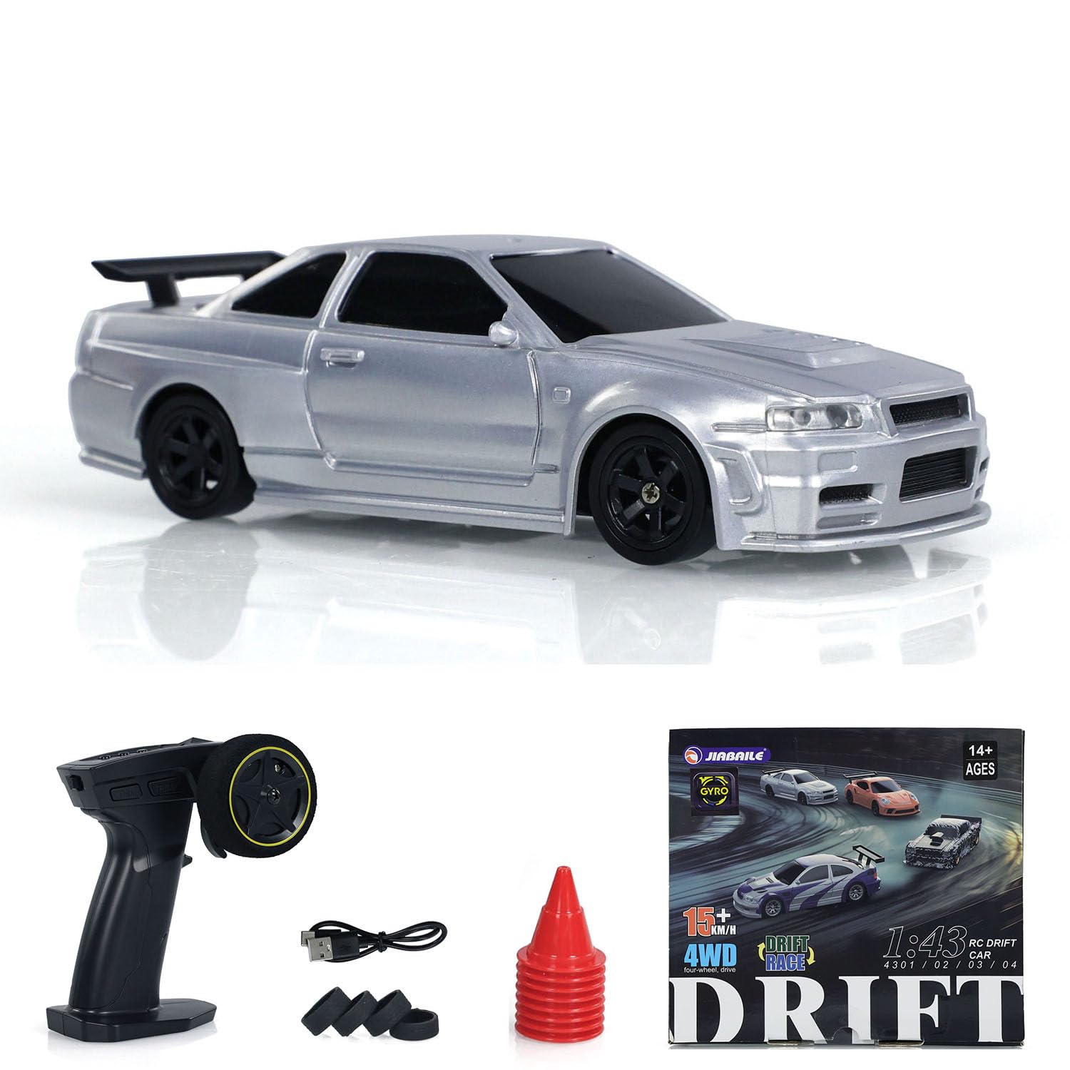 TOUCAN RC HOBBY RTR Remote Control Race Car with Gyro 1/43 Drift Car 4WD Traffic Cones Mini Toy for Boys,US in Stock