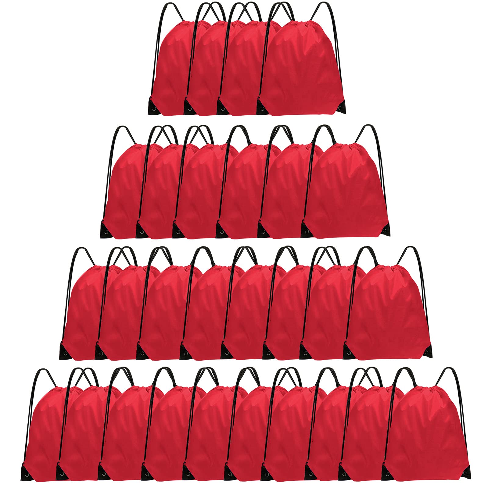 Grneric Drawstring Bags 28 Pcs String Backpack Bulk Cinch Bag Sackpack for Men Women Gym(Red)