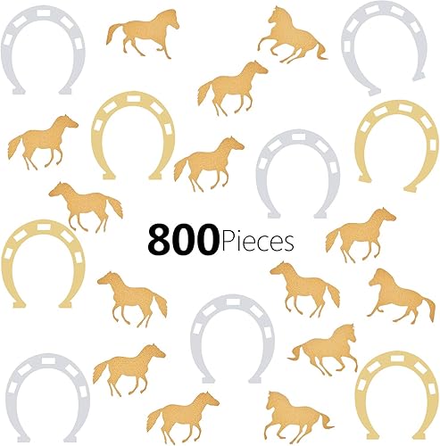 Miniatura 2 de Gejoy 800 piezas de decoración de confeti de herradura, decoración de fiesta de caballo, accesorios temáticos de caballo vaquero, confeti con