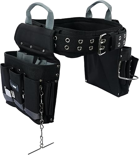 Miniatura 7 de MELOTOUGH Juego de cinturón de herramientas para electricista, plataforma de trabajo acolchada con bolsas de herramientas desmontables y delantal,