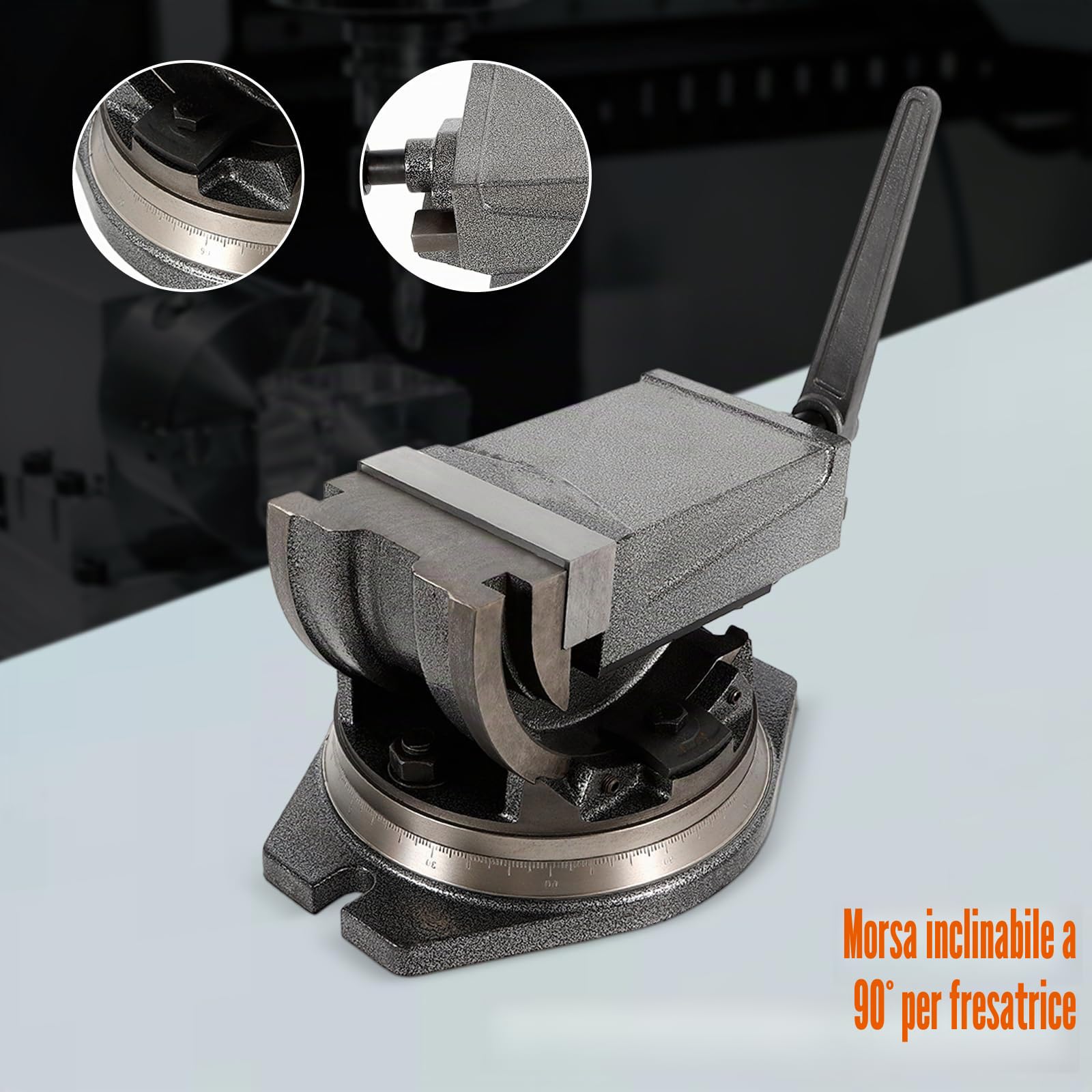 Morsa da Banco 125mm,Morsa di Precisione per Macchinari con Base Girevole Trapano a Colonna Radiale Tornio e Fresatrice Morsetto per Fresatura, Foratura e Finitura di Pezzi di Precisione
