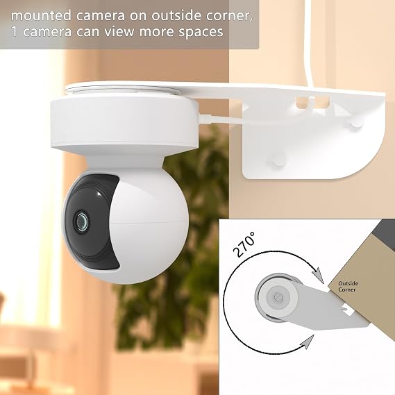 Zwolf 2 Pack Wall Mount Compatible with Kasa Indoor Pan/Tilt Camera EC70 Outside Corner Bracket Coverage for Monitoring Both Sides of Your House Reducing Blind Spots