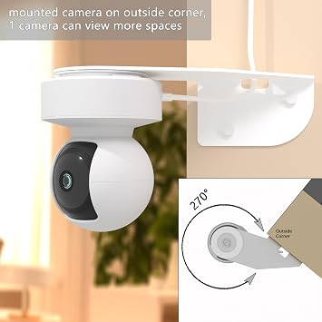 Zwolf 2 Pack Wall Mount Compatible with Kasa Indoor Pan/Tilt Camera EC70 Outside Corner Bracket Coverage for Monitoring Both Sides of Your House Reducing Blind Spots