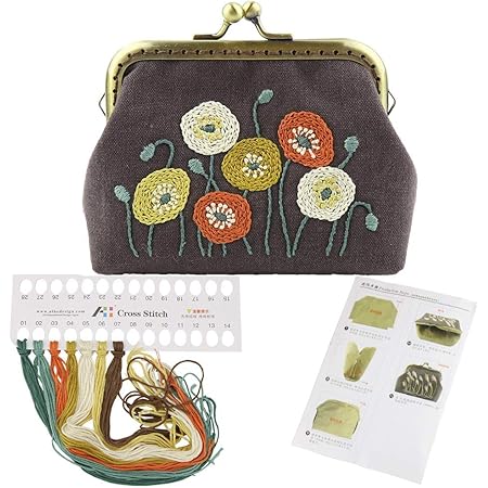 Amazon 中国の伝統刺繍がま口ぐち口金 手作りdiy 角型がま口ポーチ刺しゅうキット 4種類のモデル 刺しゅうキット 通販