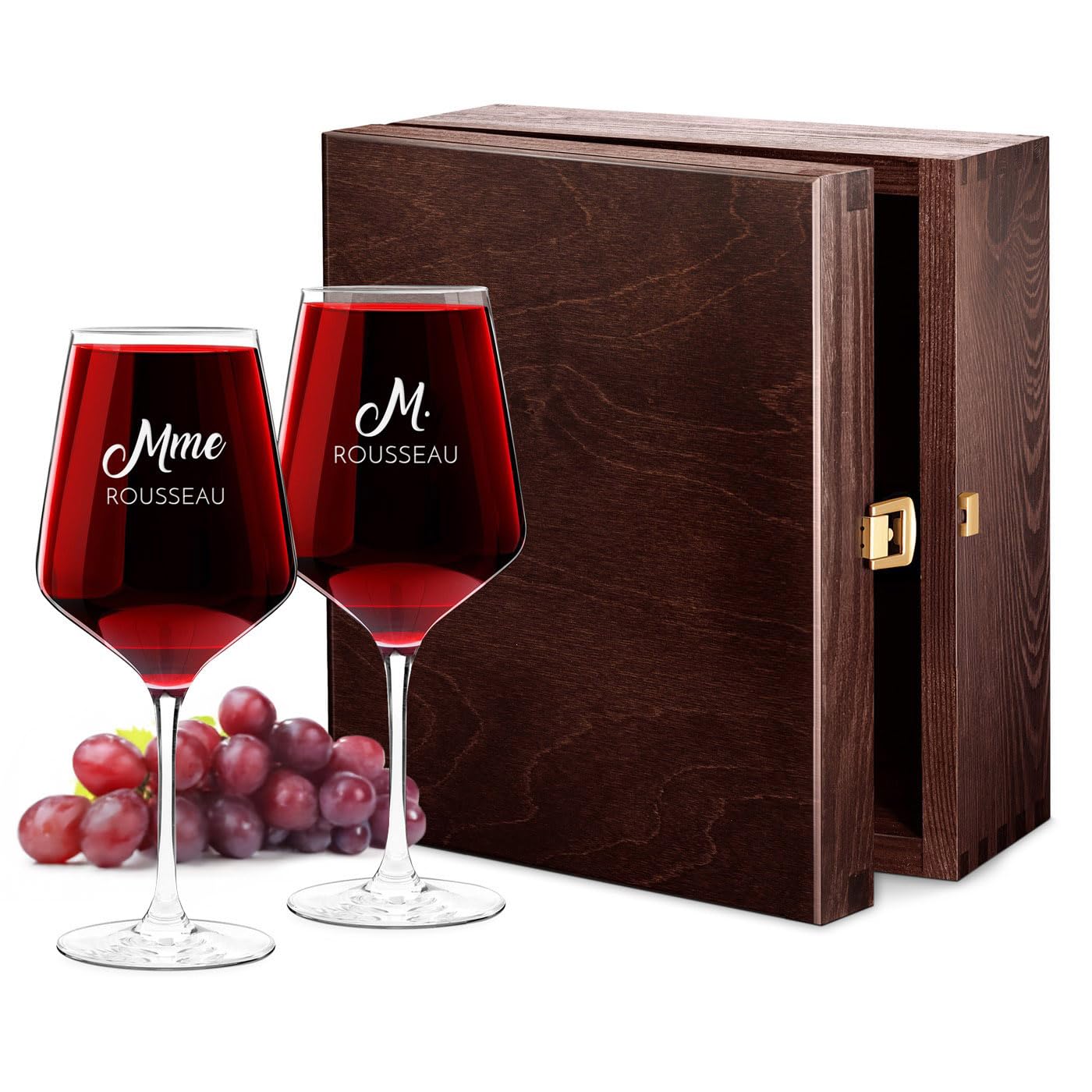 Maverton Set de 2 verre a vin en Cristal - Verres gravés 530 ml - Verres XL Cadeau Personnalisé - Cadeau couple - Set a vin pour parents - cadeau mariage - Noel - Ils