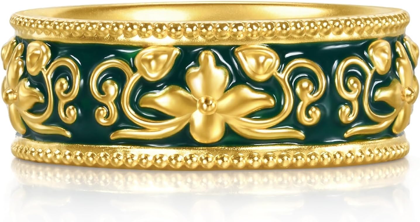 CHOW SANG SANG 999 Gold Cultural Blessings Ethnic Element Ring for Women (US Size: 6.5, Diameter 16.9mm) 95631R