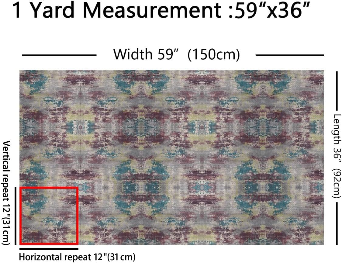Erosebridal Watercolor Abstract Fabric by the Yard,Modern Brown Yellow Blue Upholstery Fabric for Chairs Sofa,Grunge Tie Dye Decorative Fabric,Batik Aesthetic Waterproof Fabric for Sewing,5 Yards