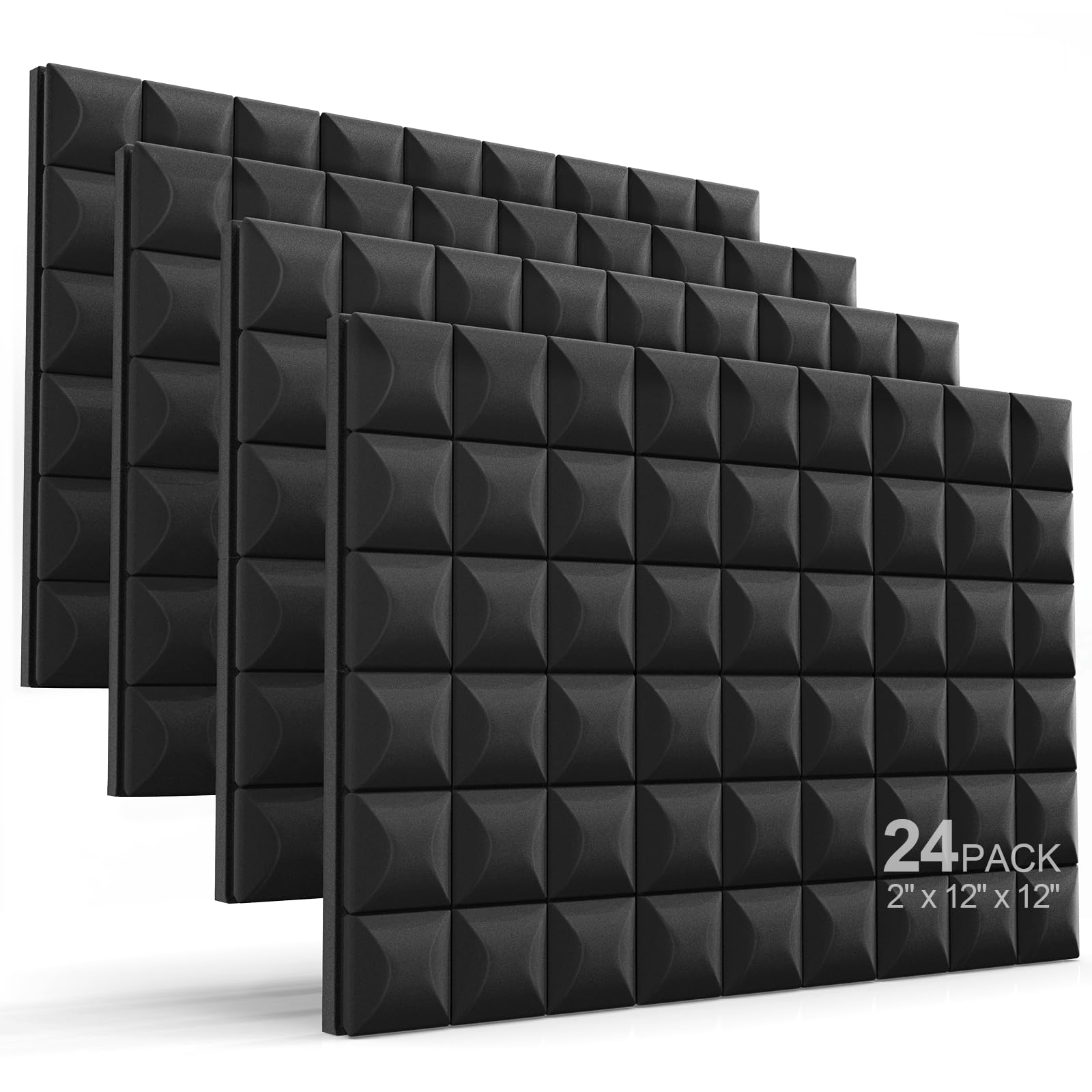 Snapklik.com : JBER 24 Pack 2" X 12" X 12" Acoustic Foam Panels ...