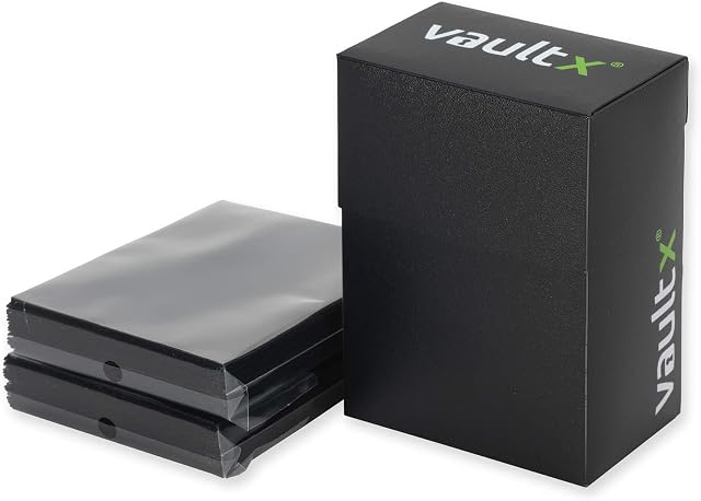 Vault X ® Deck Box and 100 Black Card Sleeves - Medium Size for 70-80 Sleeved Cards - PVC Free Card Holder for TCG (Medium + 100)