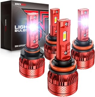 Torchbeam H11/H9/H8 9005/HB3 Bulbs Combo, 1000% 96000LM Super Bright 6500K Cool White H11 9005 Fog Lights with Cooling Fan, IP68, 60000HRS Long Lifespan, Plug-N-Play, Pack of 4