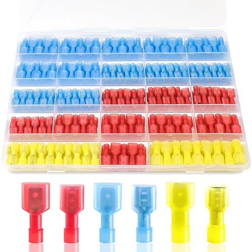 280PCS Spade Connector Kit, 22-10AWG Quick Disconnect Wire Connectors, Nylon Insulated Spade Terminal Connectors Male and Female