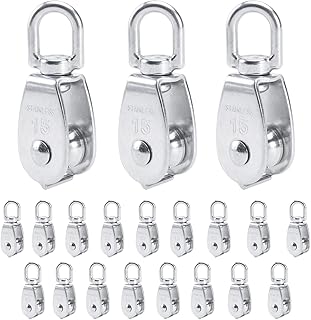 AuInLand 304 Stainless Steel Single Pulley Block M15 Wire Rope Crane Pulley Block Small Pulley Lifting Hanging Wheel, 20 PCS