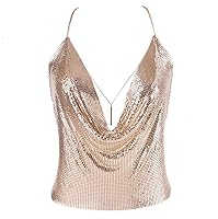 Algopix Similar Product 15 - Gold Sexy Tops for Women Sparkly Deep V