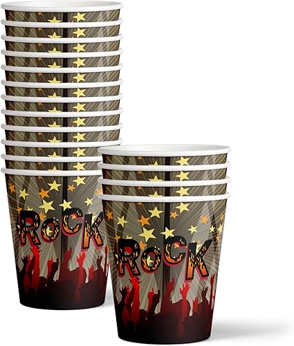 Miniatura 3 de Birthday Galore Rock Star - Juego de suministros para fiestas, platos, servilletas, vasos, vajilla para 16