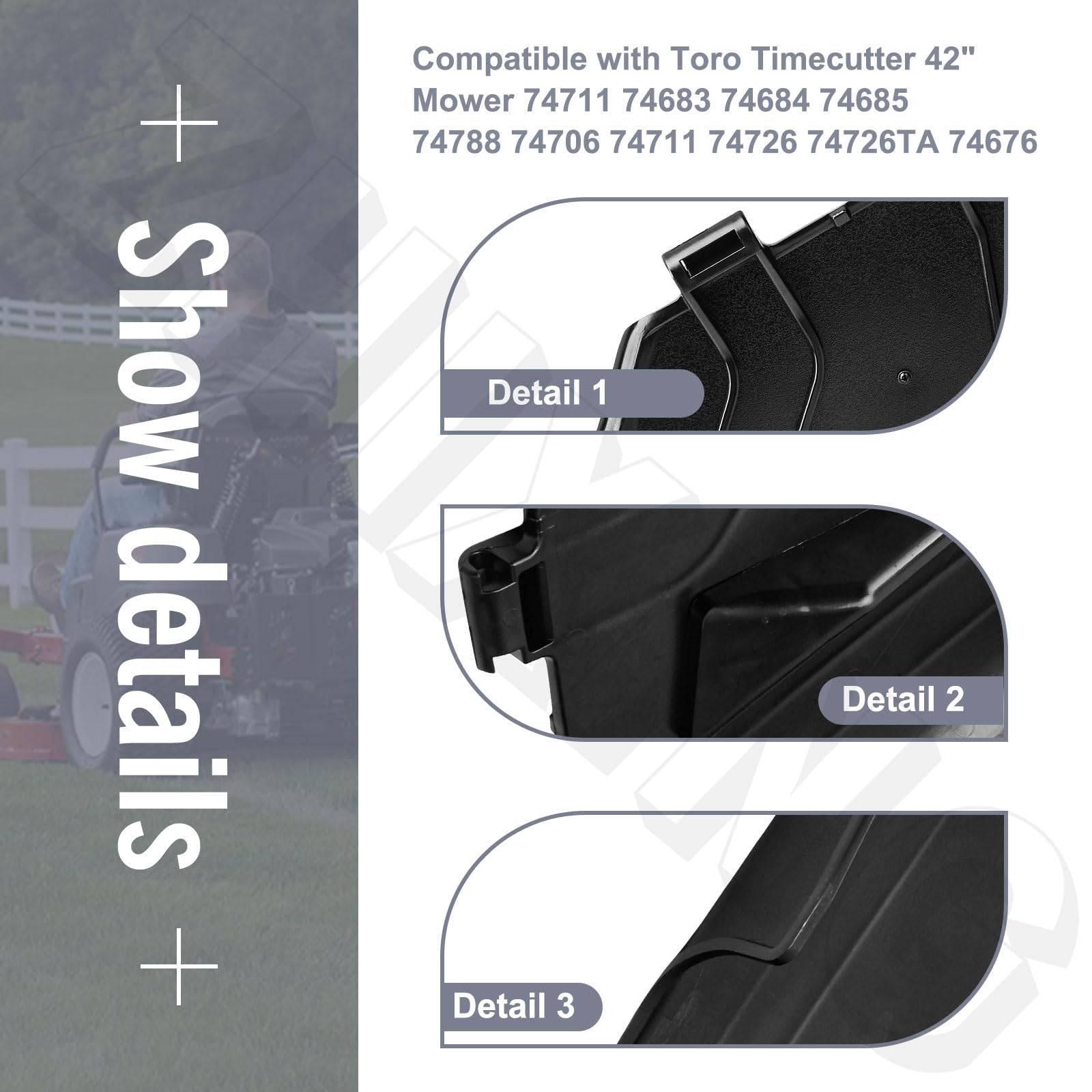 137-7046 - Canal deflector con accesorios de montaje compatible con cortacésped Toro Timecutter Exmark Quest E-Series SW4200 ZS4200S 75742 74665 75748 75749 74667 74677 74705 747111 75742TA