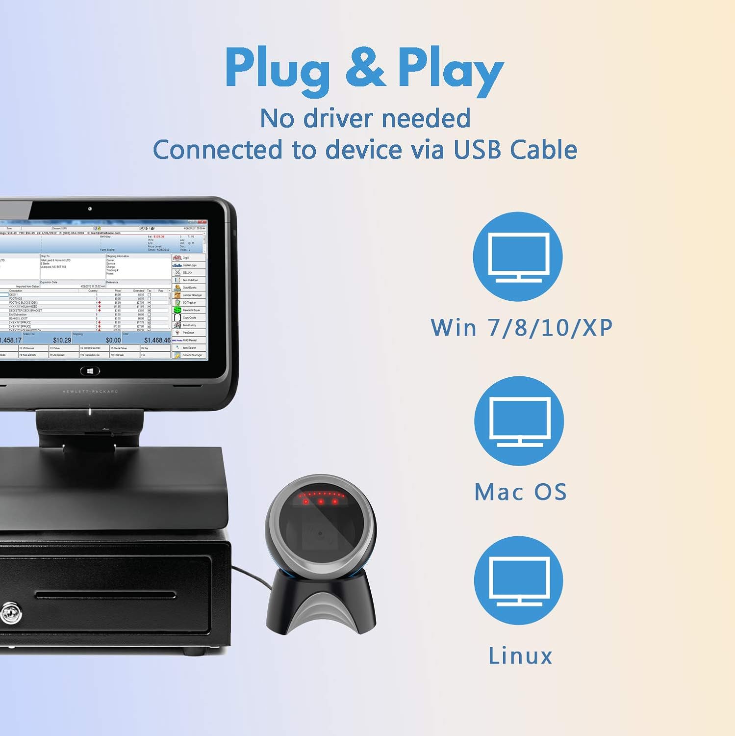 Flаѕh Dеаlѕ - 80% оƒƒ NADAMOO 1D 2D QR Desktop Barcode Scanner, Omnidirectional Hands-Free USB Wired Barcode Reader, Capture QR Barcodes, Automatic Image Sensing for Supermarket Library Retail Store