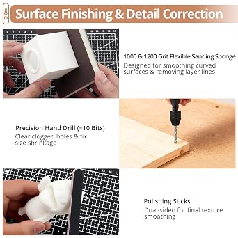 KAMTOP 120 PCS 3D Printer Tool Kit, All-in-One 3D Printing Accessories | Tools for sanding, drilling, cleaning, deburring and finishing prints, storage bag included, for beginners and professionals
