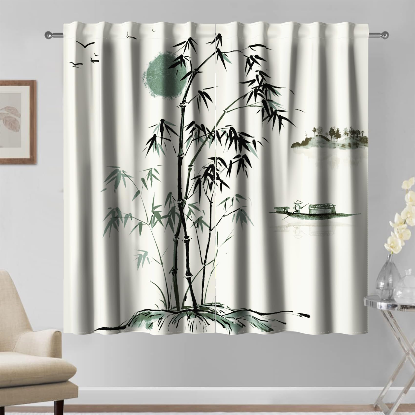 Kzzfqxb 107x160cm 2 Panels Chinese Painting Curtains