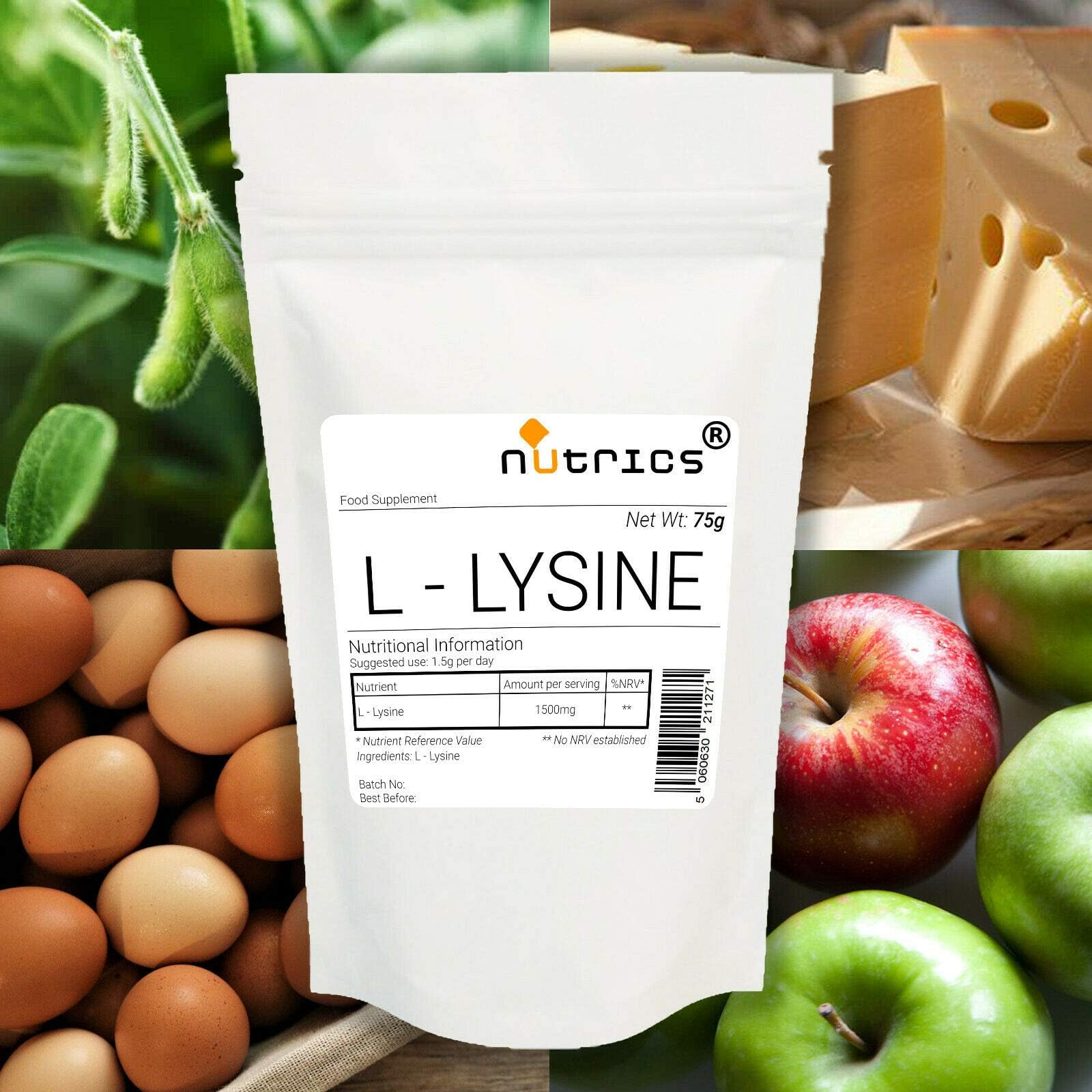 Nutrics® 100% Pure L LYSINE Vegan Powder 200g Pharmaceutical Grade Amino Acid - Nutrics Superfoods