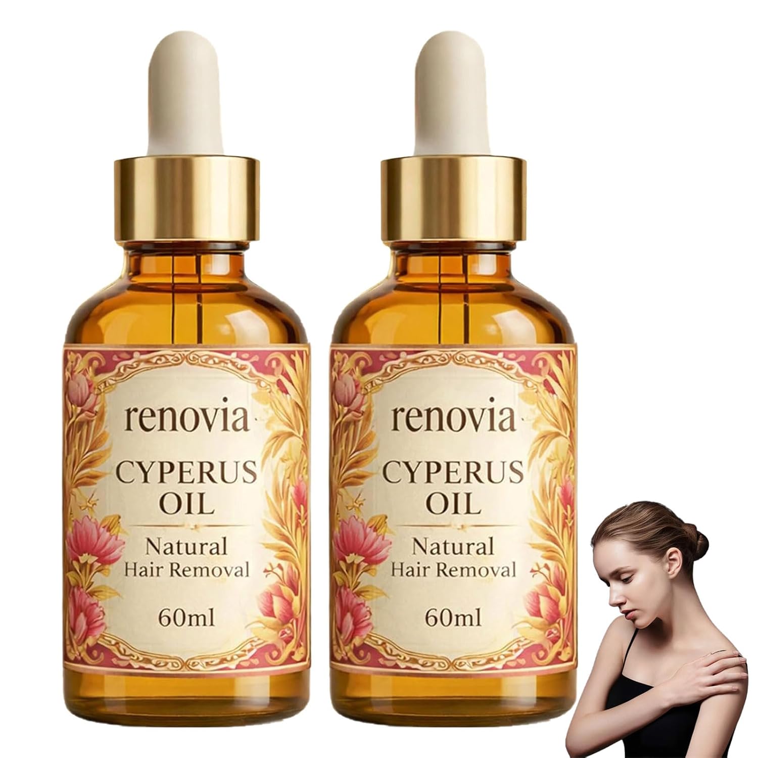 Renovia Cyperus Rotundus Oil for Hair Removal, 2026 New Cyperus Rotundus Oil - Moisturizing & Soothing, Smooth Looking Skin, Renovia Hair Removal with Peppermint for All Skin Types (2pcs)